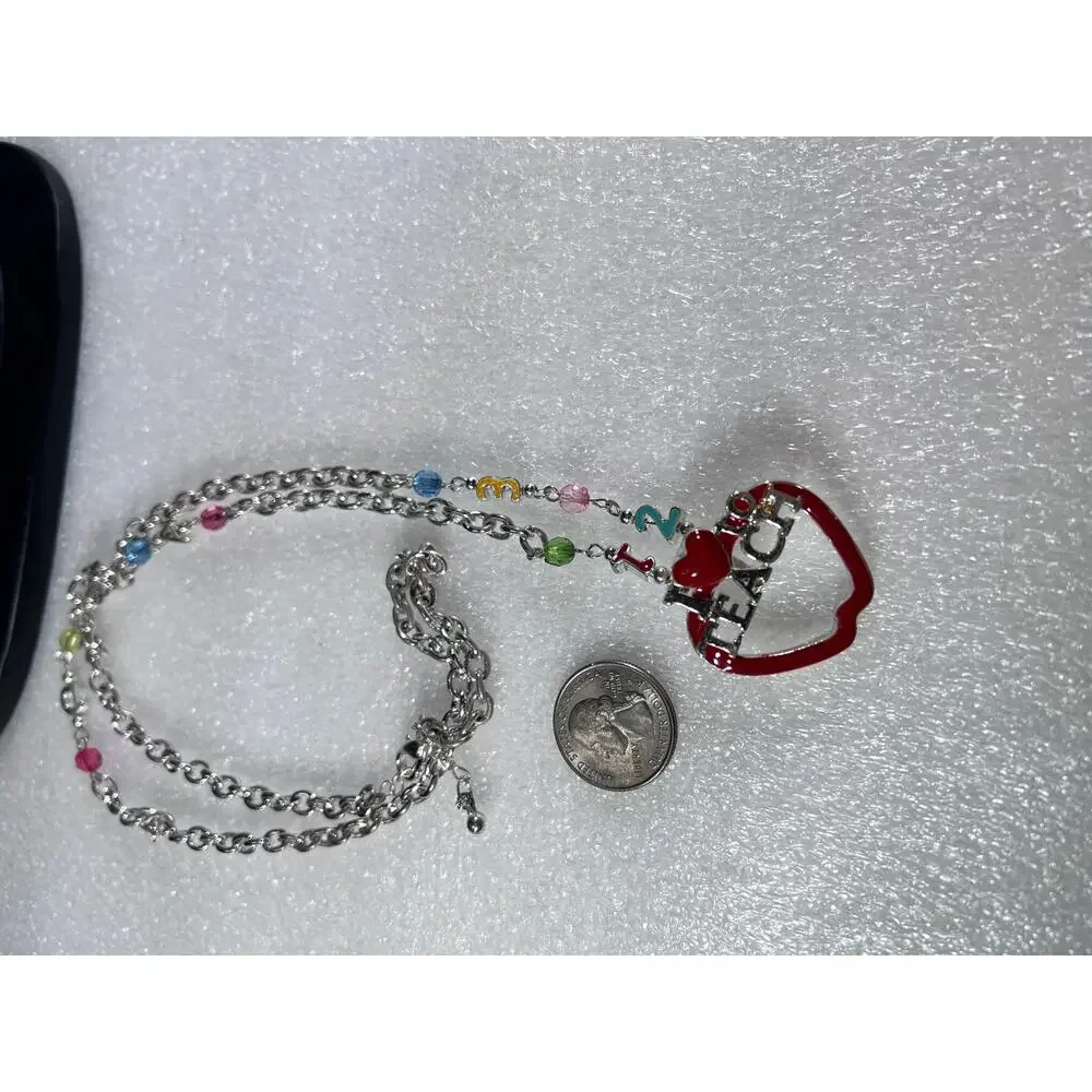 I Love to Teach ID or Glasses Holder Teacher Apple Beaded Accessory Chain NEW